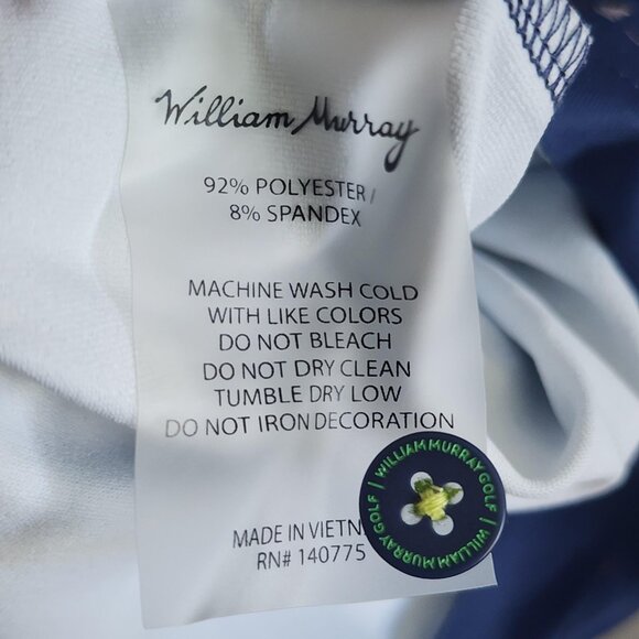 William Murray Polo Shirt Mens Large Blue Golf Performance Stretch Fishing Print - Picture 9 of 13